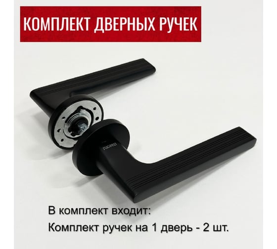 Ручка дверная Rucetti RAP 26 SLIM-R BL, на круглой розетке 6 мм, цвет - черный 9014606
