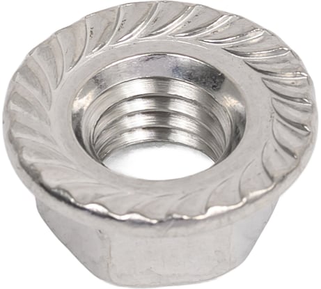 Гайка шестигранная с фланцем с насечками DINFIX DIN 6923 А2 НЕРЖ M 10 (5 шт) 00-0004873