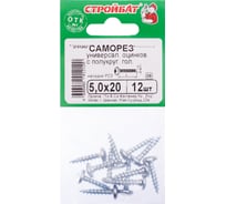 Универсальные саморезы пкр. Стройбат 5,0x20 белый цинк 12 шт 063681