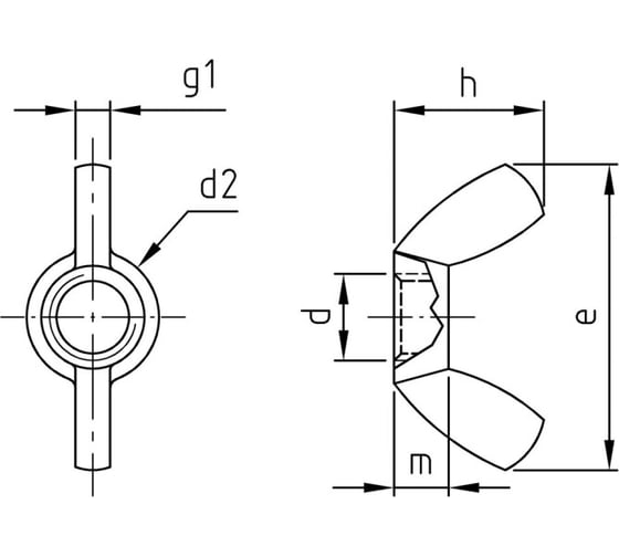 Гайка нержавеющая Metiz-A2 М4, DIN 315, А2, барашек, 200 шт. 31524 200