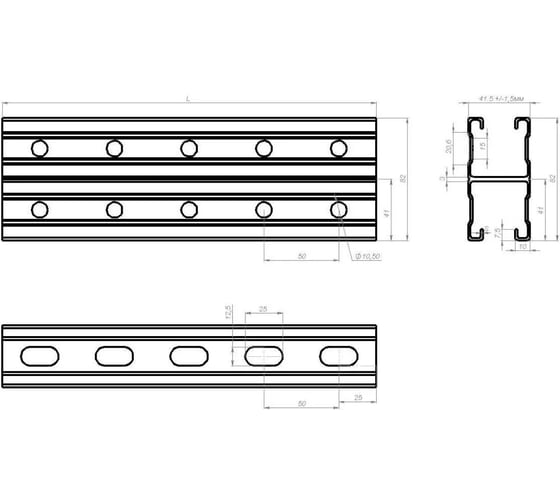 Страт-профиль (траверса) CABLIDERTRAYS оцинкованный СП2-41х41-2,0-3000