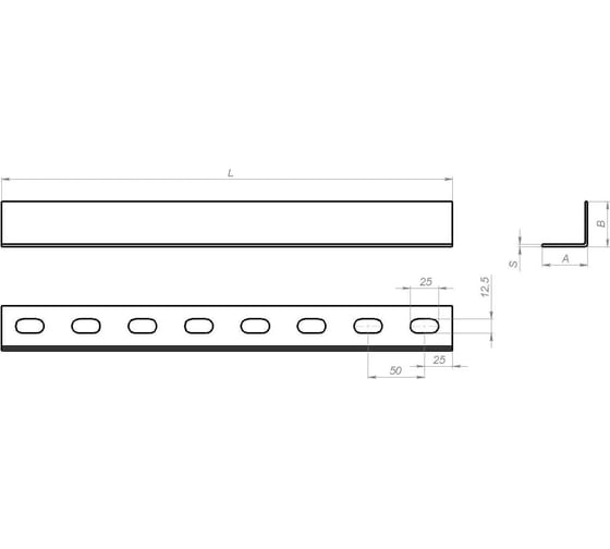 Профиль перфорированный по одной стороне CABLIDERTRAYS L - образный ПЛ-L1-40х40-1,5-3000