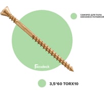 Потайной саморез для пола Гвозdeck 3.5х60, T10, с битой 20423560YETXWG3