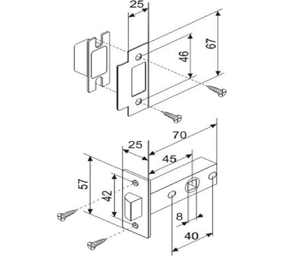 Межкомнатная защелка (задвижка) MORELLI цвет-золото L6-45 PG 9008912