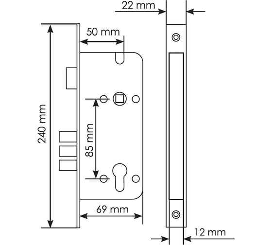 Замок под цилиндр с тремя ригелями MORELLI L03 PG 9008929