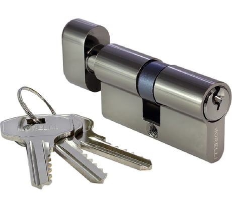 Ключевой цилиндр с заверткой MORELLI 60 мм, цвет-черный никель 60CK BN 9010624