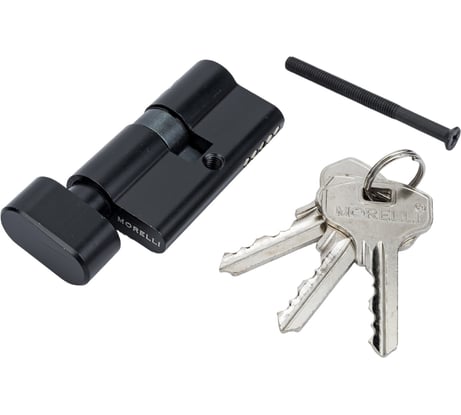 Ключевой цилиндр с заверткой MORELLI 60мм, цвет-черный 60CK BL 9012520
