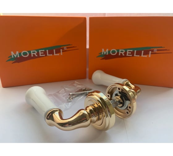 Дверная ручка MORELLI цвет-золото/белый MH-41-CLASSIC PG/W 9011396