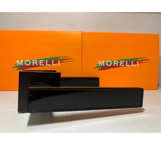 Дверная ручка MORELLI MH-48-S6 BL на квадратной розетке 6 мм, цвет черный 9012522