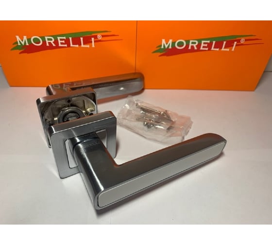 Дверная ручка MORELLI "Flex", цвет-матовый хром/белый  MH-44 SC/W-S55 9012224