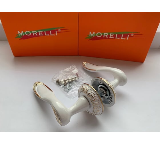 Дверная ручка MORELLI "Giuseppe", цвет-белая эмаль/золото  MH-22-CLP W/PG 9011967