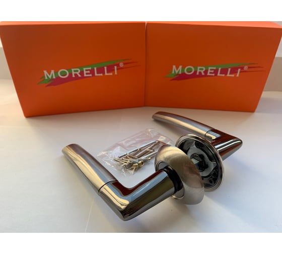 Дверная ручка MORELLI "Пиза", цвет-бел. никель/черн. никель 9010557