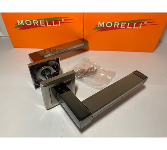 Дверная ручка MORELLI "Sanibel", цвет-бел. никель/черн. никель MH-39 SN/BN-S 9011215
