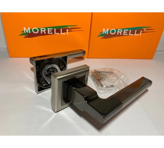 Дверная ручка MORELLI "Pants", цвет-бел. никель/черн. никель DIY MH-35 SN/BN-S 9010559