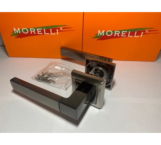Дверная ручка MORELLI "Fukoku", цвет-бел. никель/черн. никель  MH-28 SN/BN-S 9010558