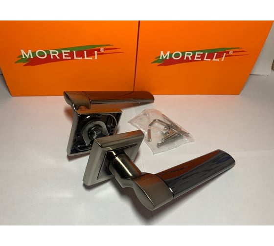 Дверная ручка MORELLI "Agbar", цвет-бел. никель/черн. никель MH-21 SN/BN-S 9010798