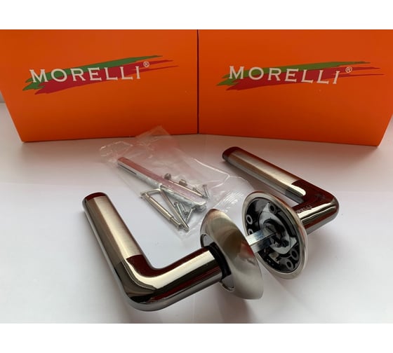 Дверная ручка MORELLI "Колонна", цвет-бел. никель/черн. никель  MH-03 SN/BN 9010555