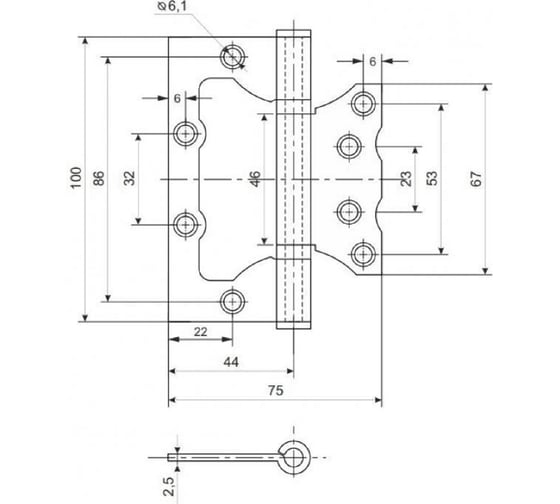 Стальная петля RUCETTI без врезки, матовое золото RFH-100х75х2,5 SG 9009255