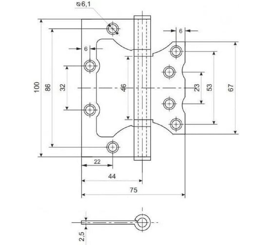 Стальная петля RUCETTI без врезки, античная бронза RFH-100х75х2,5 AB 9009254