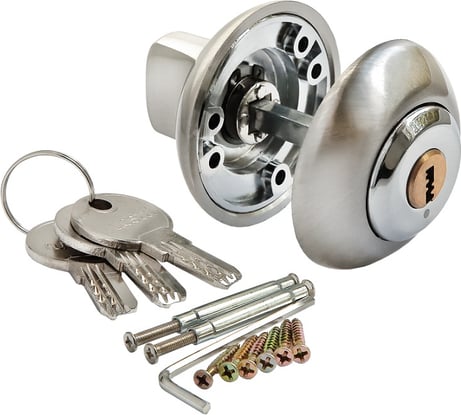 Завертка с ключевым цилиндром RUCETTI MH-CYL SN/CP цвет-белый никель/хром 9010941