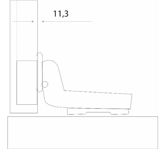 Вкладная мебельная петля Trodos SLIDE-ON с площадкой, 52гр, хедер 314207