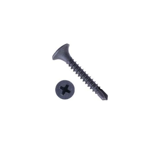 Самонарезающий винт со сверловым концом Grabber Scavenger PH2 3,5х25 мм Чёрный фосфат 500 шт. DS-25-500DIY