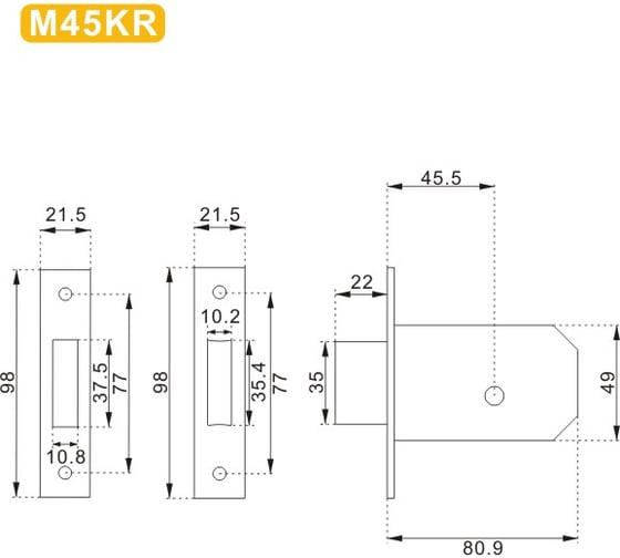 Замок с крестообразным ключом МСМ M45KR PB 00000000699