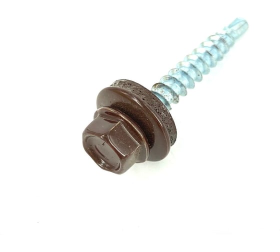 Саморез кровельный КВАДРА 4.8x29 RAL 8017 шоколад, уп. 6 шт., сверло PT.1 829801706812 1