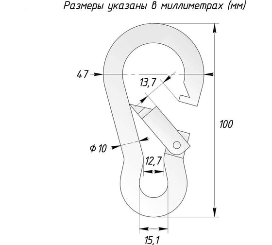 Карабин MoyDvor 10мм, 10ШТ. Подвес для качелей, боксерской груши МойДвор. ТАК00210(10)