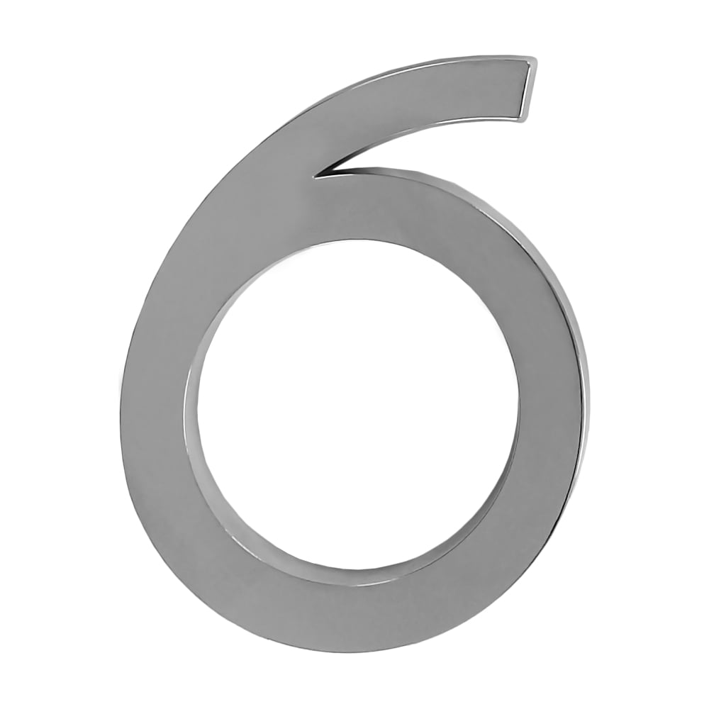 Цифра дверная "6 (9)" (100 мм) хром пластик самоклеющаяся, арт 19464