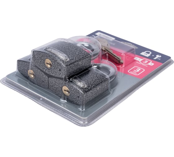Навесные замки Apecs PD-01-50-Blister 3Locks+5Keys 28741