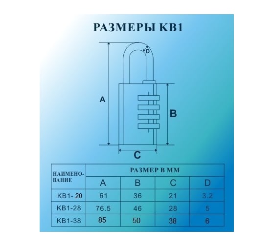 Навесной замок МСМ KB1-28 блистер 00000001986