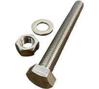 Болт нержавеющий 23 Болта 12x80 DIN 933, с гайкой и шайбой, 10 шт. 11513