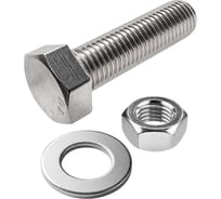 Болт нержавеющий 23 Болта 12x100 DIN 933, с гайкой и шайбой, 10 шт. 11504