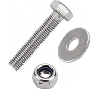 Болт нержавеющий 23 БОЛТА 8x50 мм DIN933 со стоп гайкой и шайбой,10шт 33364