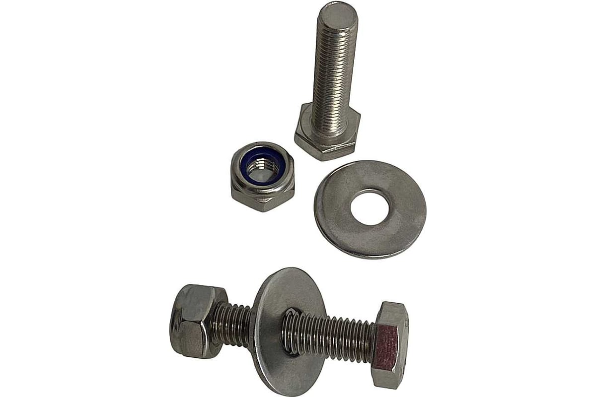 Болт нержавеющий 23 БОЛТА 8x65 мм DIN933 со стоп гайкой и шайбой,10шт ...