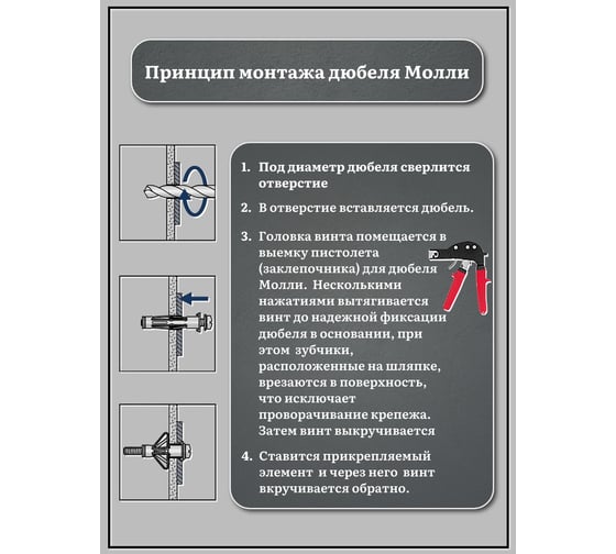 Дюбель MOLLY 23 БОЛТА с кольцом 5x52 для пустотелых конструкций 10шт мло552