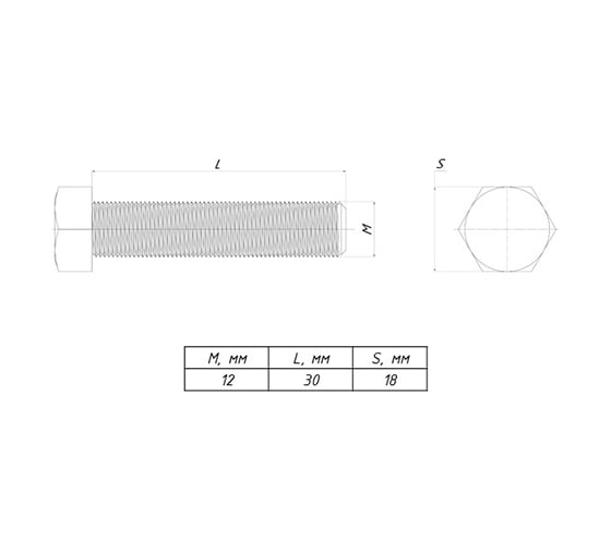 Шестигранный болт EKF М12х30 400 шт. b6grm12x30
