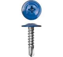 Саморез Стройметиз 4,2х19 металл-металл с прессшайбой, сверло, RAL 5005, уп. 20 шт. европодвес 2530181