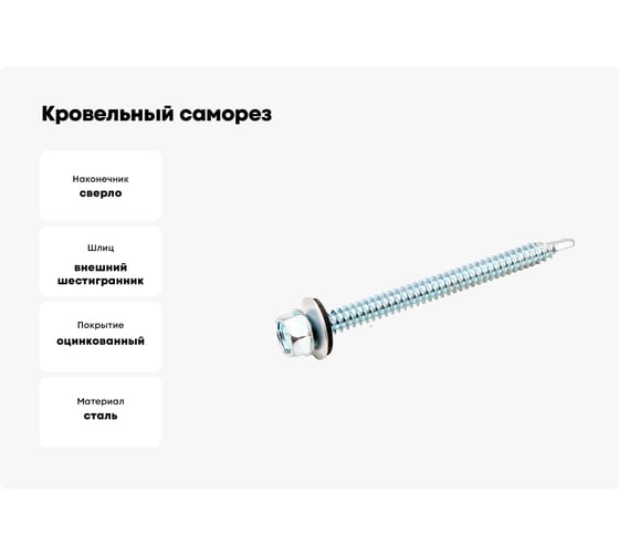Кровельный саморез Стройметиз 4,8х51 цинк уп. 40 шт. коробка с окном средняя 2070054