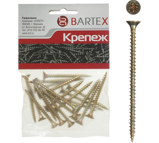 Универсальный саморез BARTEX 4х60 цинк, пакет, 25 шт 211776 1