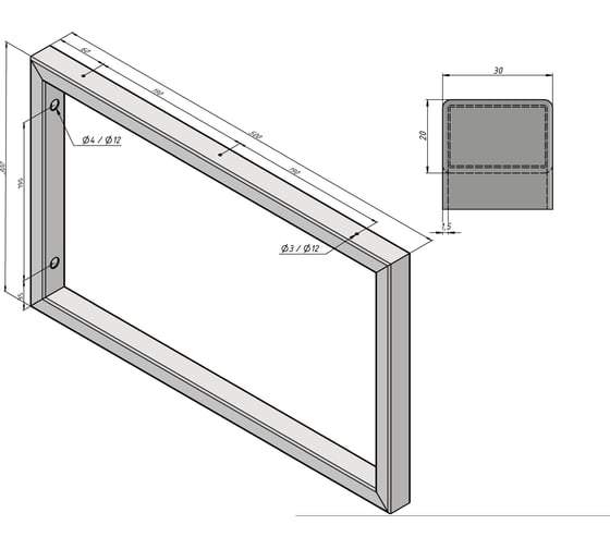 Кронштейны LUVON 50x30 см для столешниц, раковин, полок, серый муар, 2 шт. L500_K2_Gray