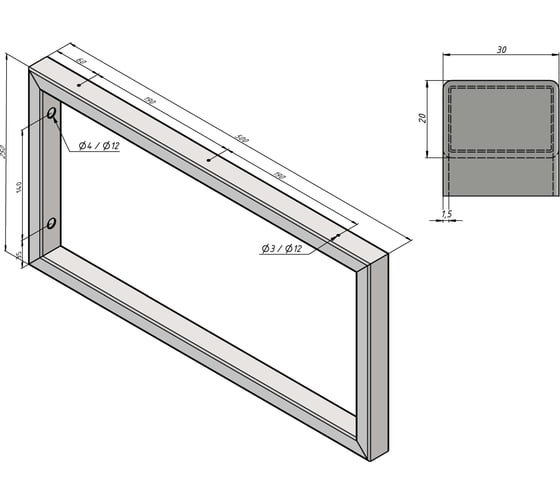 Кронштейны LUVON 50x25 см для столешниц, раковин, полок, серый муар. 2 шт. M500_K2_Gray