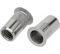 Нержавеющая резьбовая заклепка с насечкой BEFAST М4x12, А2, потайной борт, 100 шт. А2412100S