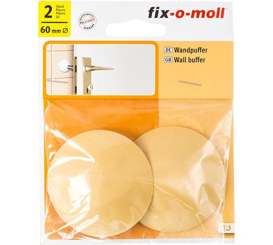 Настенный самоклеящийся стопор для двери Стройбат fix-o-moll D60 мм бежевый 2 шт 246760