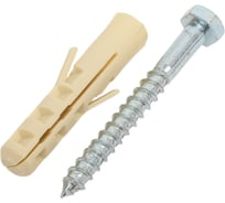 Шуруп по дереву SORMAT DIN 571, глухарь, 8x70, с дюбелем NAT 12, 2 шт. 9630290875
