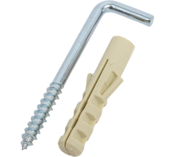 Шуруп-крюк (костыль) SORMAT 5x60, с дюбелем NAT 8, 4 шт. 9630290563 1