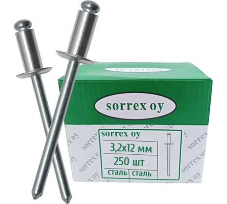 Вытяжная заклепка SORREX сталь/сталь, 3.2х12, 250 шт. SSD 32120 250