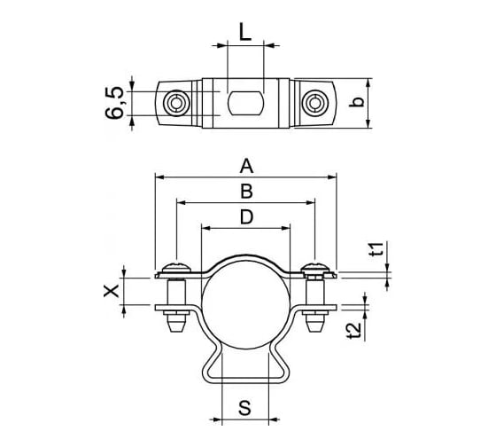 Дистанционная крепежная скоба OBO Bettermann D=25-30 мм, с продольным отверстием, горячий цинк, 20 шт. в упаковке 1362722