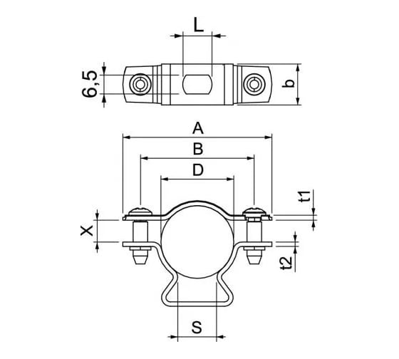 Дистанционная крепежная скоба OBO Bettermann D=20-25 мм, с продольным отверстием, гальваническое цинкование, 25 шт. в упаковке 1362768